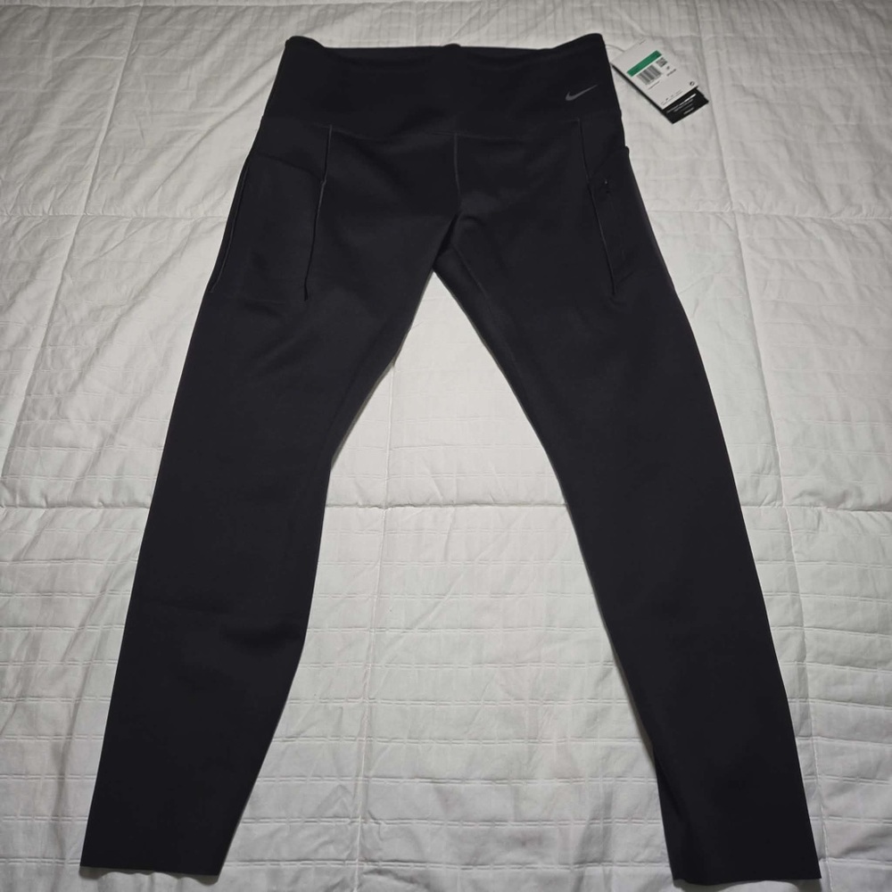 Nike Dri-FIT Go Compression Leggings Black XL High Rise 7/8 Length Media Pocket